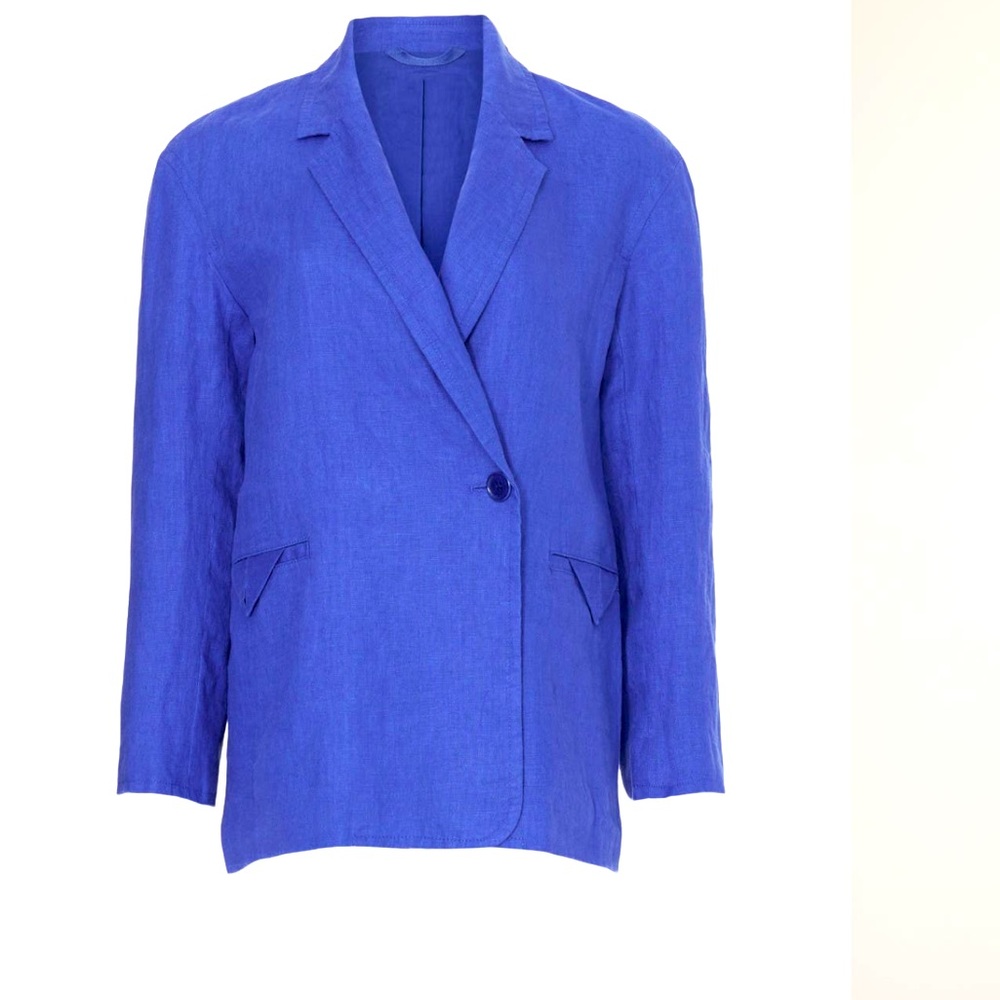 Madewell Double Breasted Linen oversized Blazer jacket cobalt blue - Medium